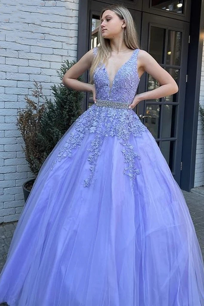 2022 Purple Lace Prom Dresses ...